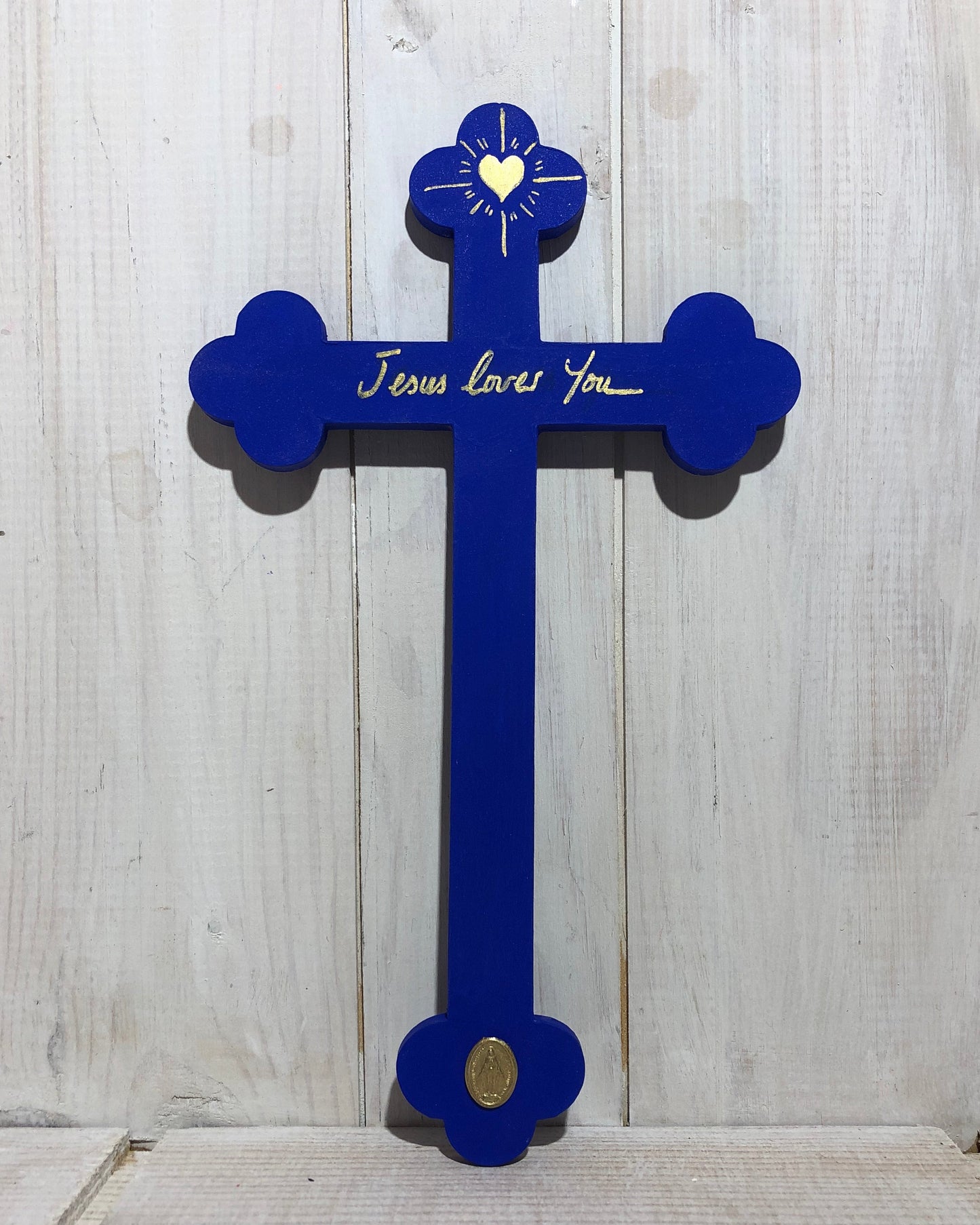 Crucifix L bleu Klein