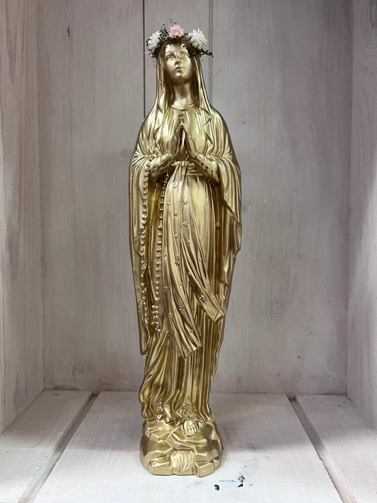 Statuette Vierge 20 cm couronnée fleurie