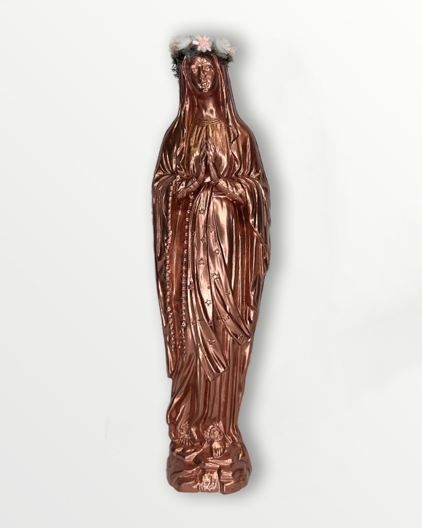 Statuette de la Vierge couronnée de fleurs