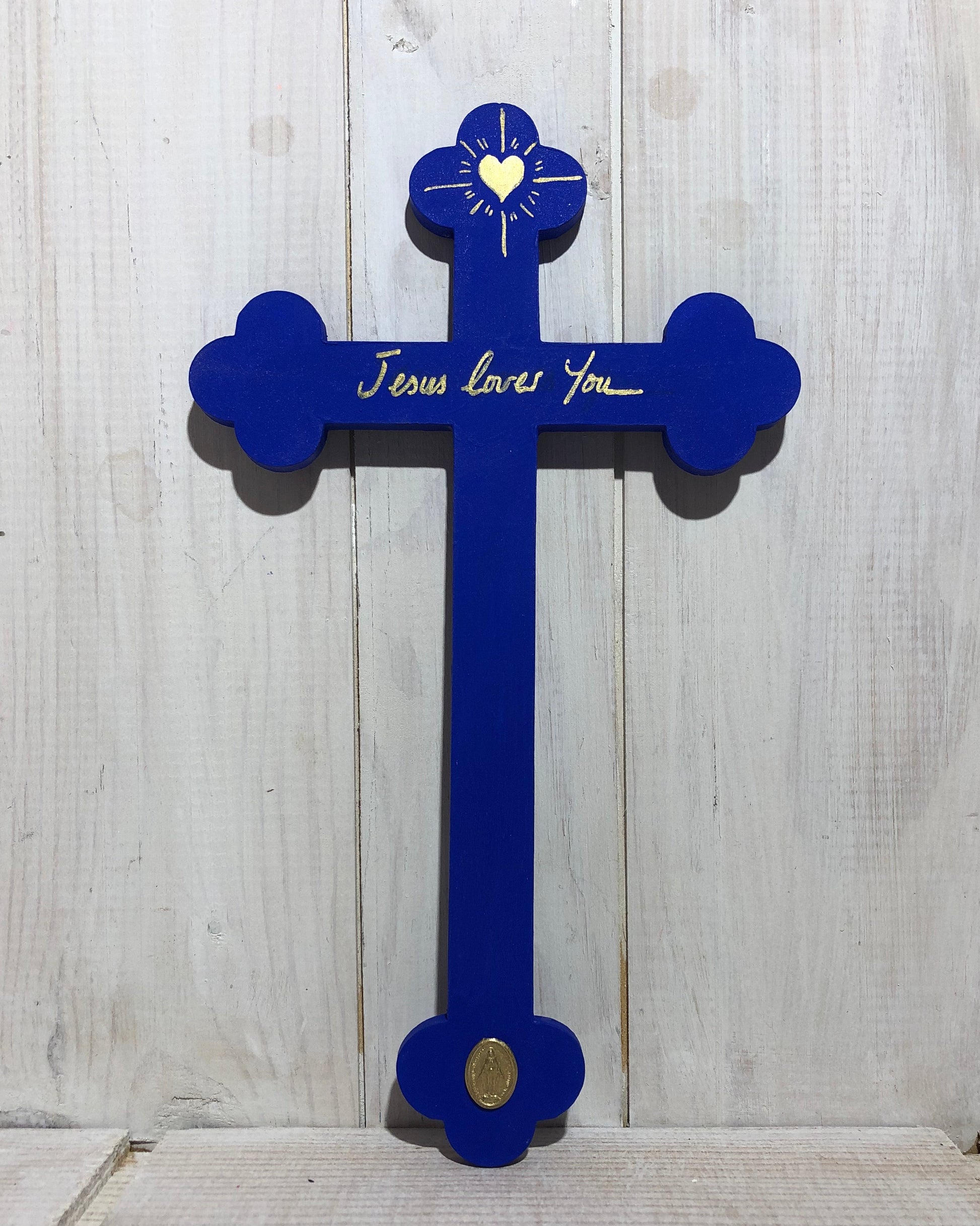 Crucifix L bleu Klein